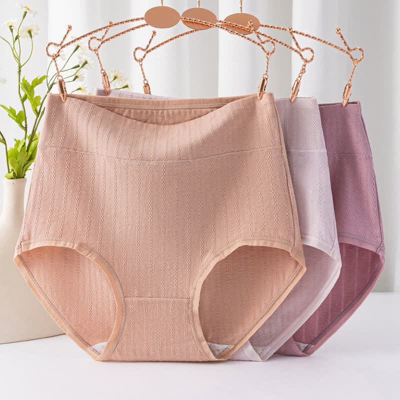Pure Cotton High Waist Solid Color Comfy Panty(3 Packs)
