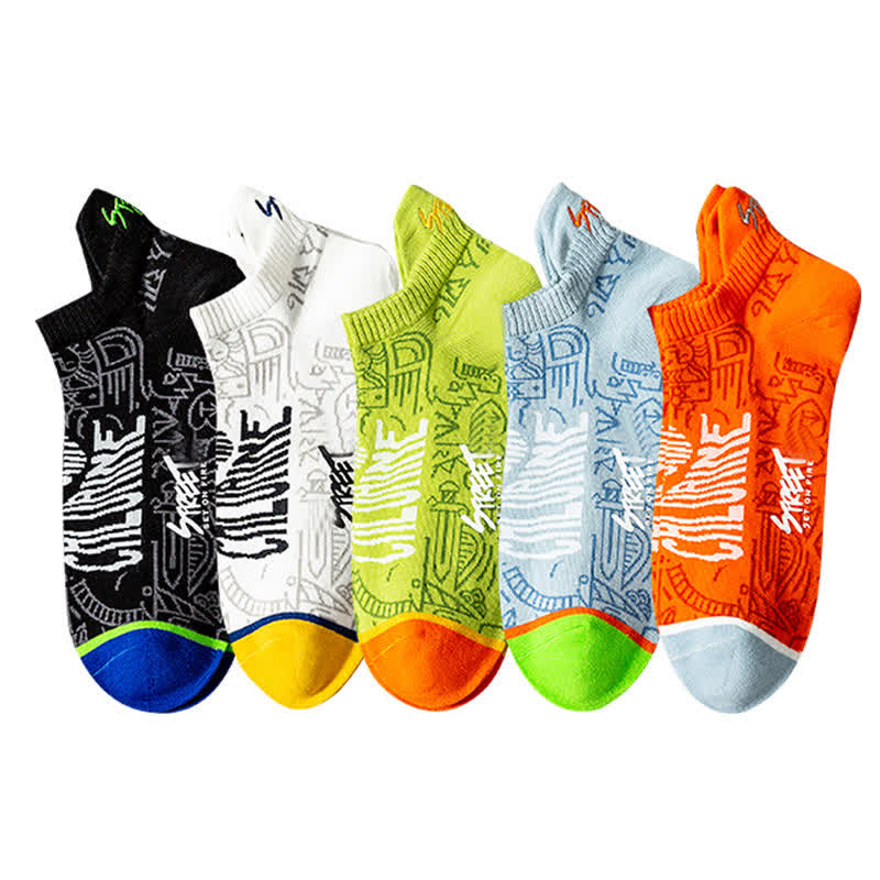 Artistic Pattern Cotton Breathable Socks(5 Pairs)