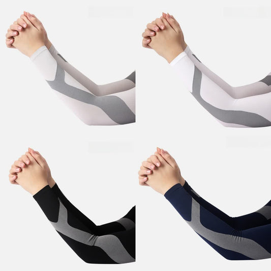 Plusock Y-shaped Stripe Outdoor Sports Sun Protection Sleeves(4 Pairs)