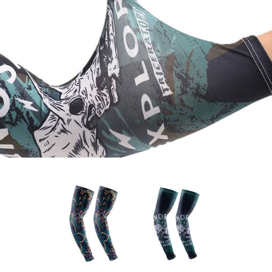 Plusock Patterned Outdoor Sun Protection Breathable Arm Sleeves(4 Pairs)