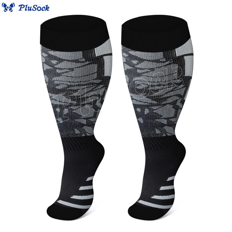 Plus Size Graphic Fitness Compression Socks(3 Pairs)