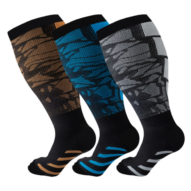 Plus Size Graphic Fitness Compression Socks(3 Pairs)