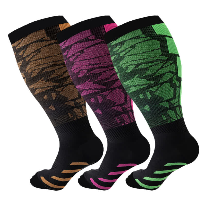 Plus Size Graphic Sports Compression Socks(3 Pairs)
