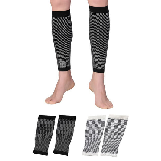 Plusock Striped Sports Compression Calf Sleeves(2 Pairs)
