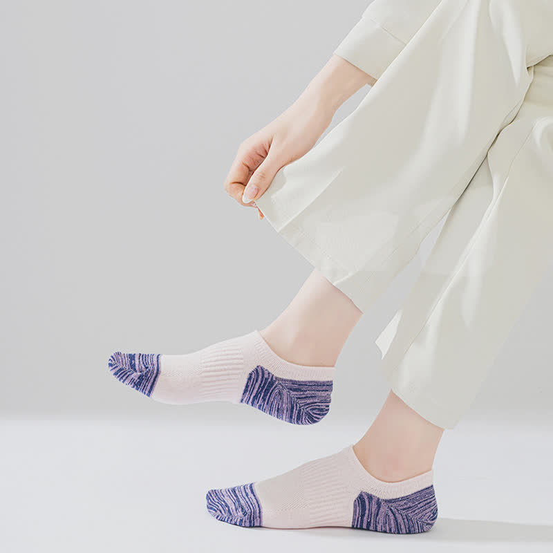 Contrast Color Sports Breathable Ankle Compression Socks(5 Pairs)