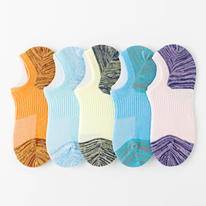 Contrast Color Sports Breathable Ankle Compression Socks(5 Pairs)
