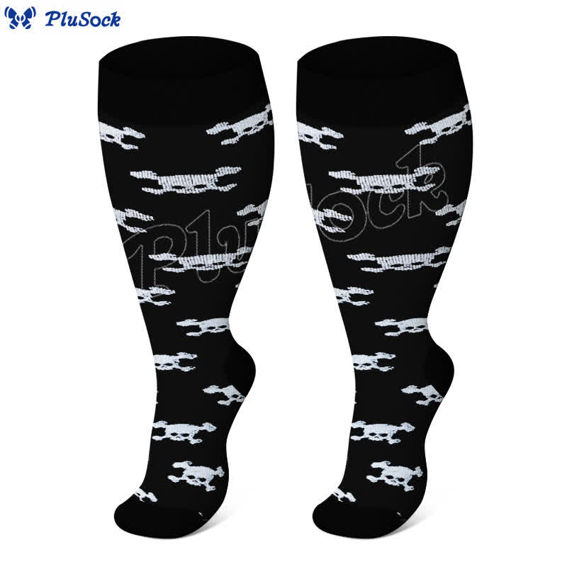 Plus Size Skull Print Compression Socks(3 Pairs)