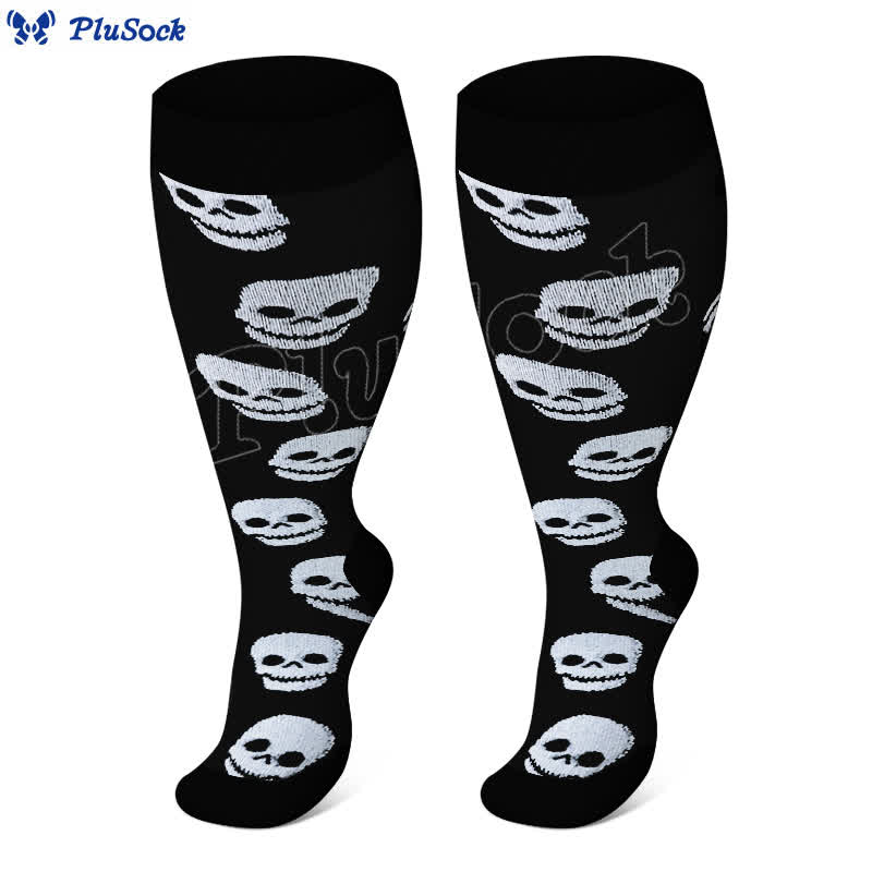 Plus Size Skull Print Compression Socks(3 Pairs)