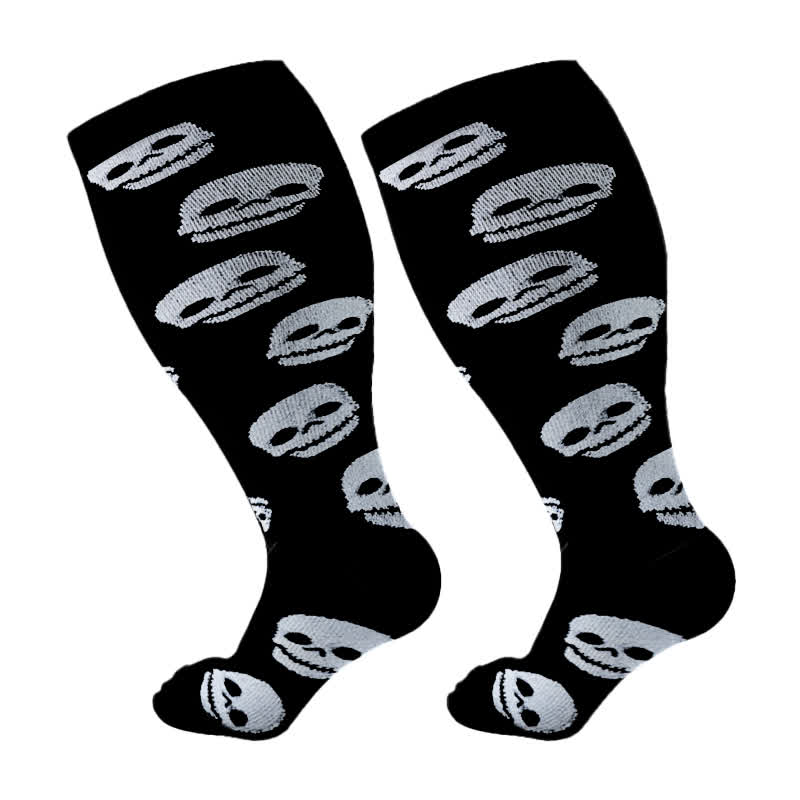 Plus Size Skull Print Compression Socks(3 Pairs)