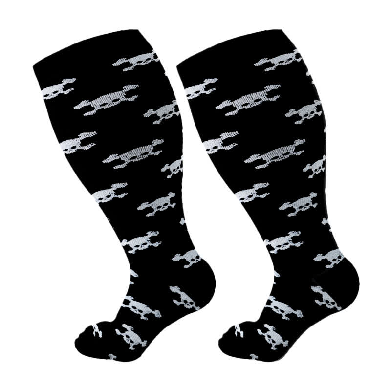 Plus Size Skull Print Compression Socks(3 Pairs)