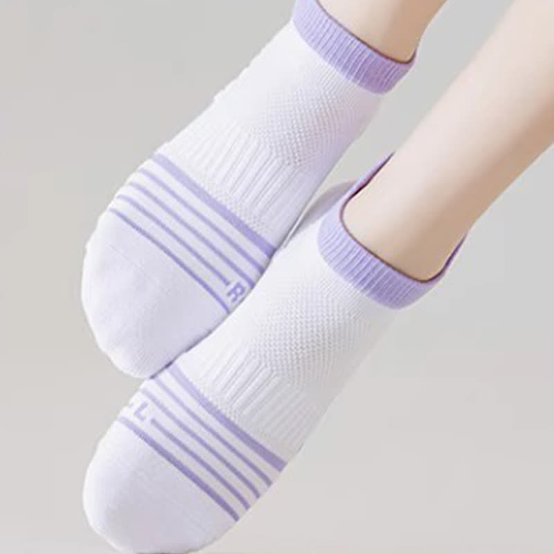 Striped Sweat-wicking Cotton Sports Ankle Compression Socks(6 Pairs)