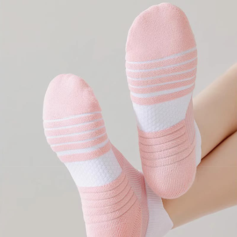 Striped Sweat-wicking Cotton Sports Ankle Compression Socks(6 Pairs)