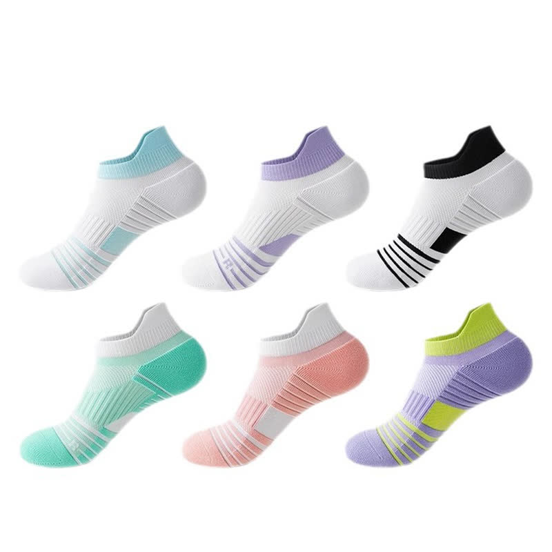 Striped Sweat-wicking Cotton Sports Ankle Compression Socks(6 Pairs)