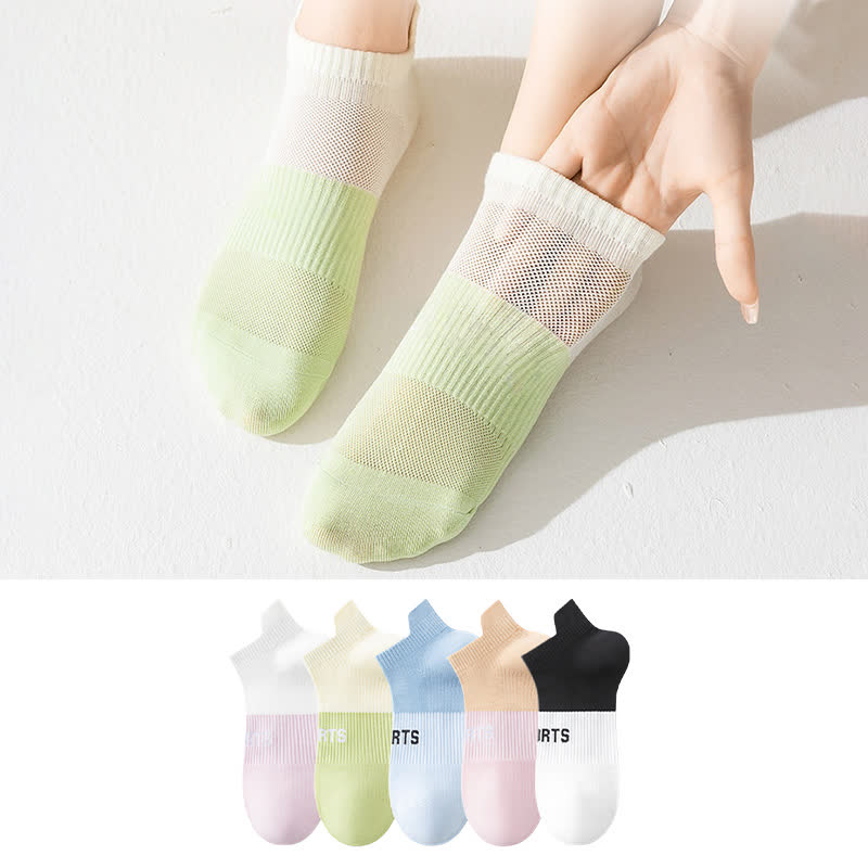 Letter Thin Breathable Sports Ankle Compression Socks(5 Pairs)