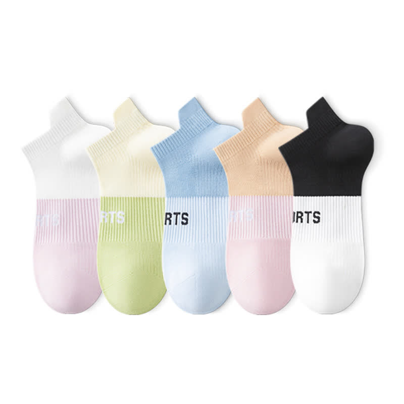 Letter Thin Breathable Sports Ankle Compression Socks(5 Pairs)