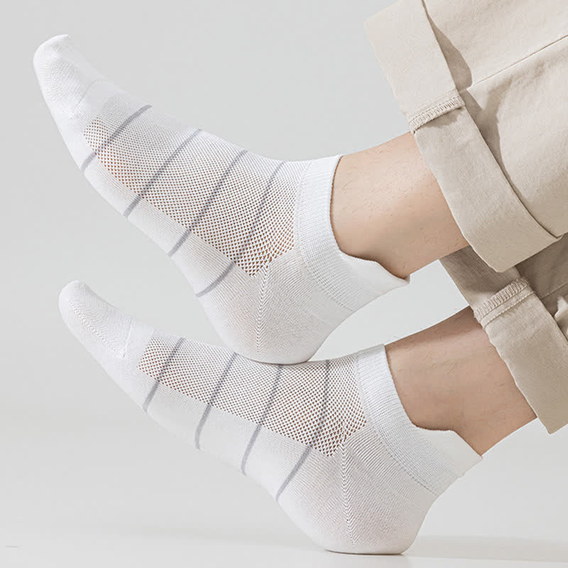 Striped Cotton Mesh Breathable Ankle Compression Socks(5 Pairs)