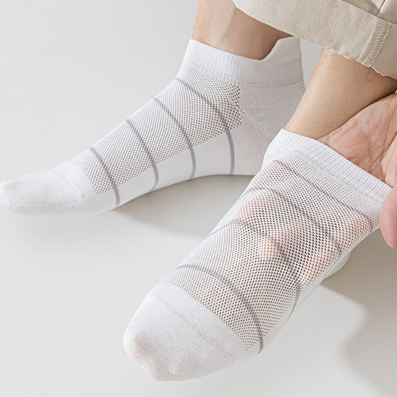 Striped Cotton Mesh Breathable Ankle Compression Socks(5 Pairs)