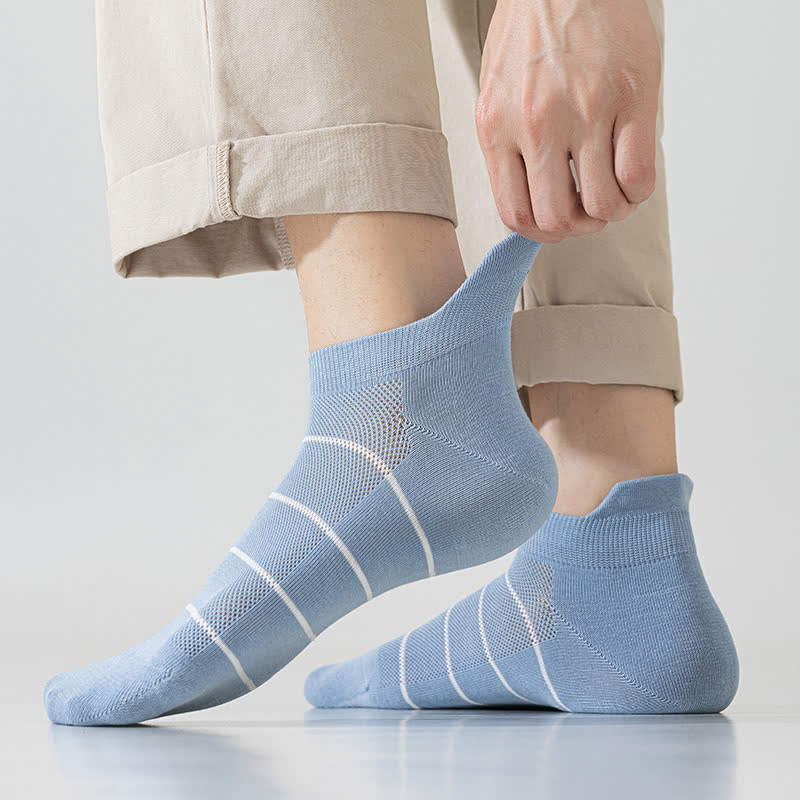Striped Cotton Mesh Breathable Ankle Compression Socks(5 Pairs)