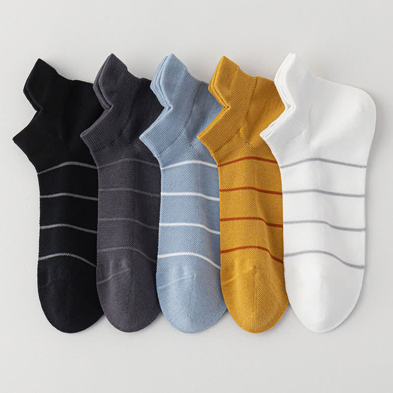 Striped Cotton Mesh Breathable Ankle Compression Socks(5 Pairs)