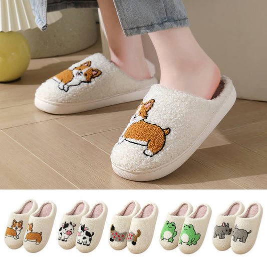 Plusock Plus Size Plush Animal Print Slippers