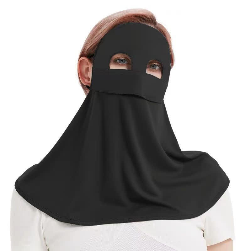 Solid Color Sun Protection Face Mask with Neck Flap