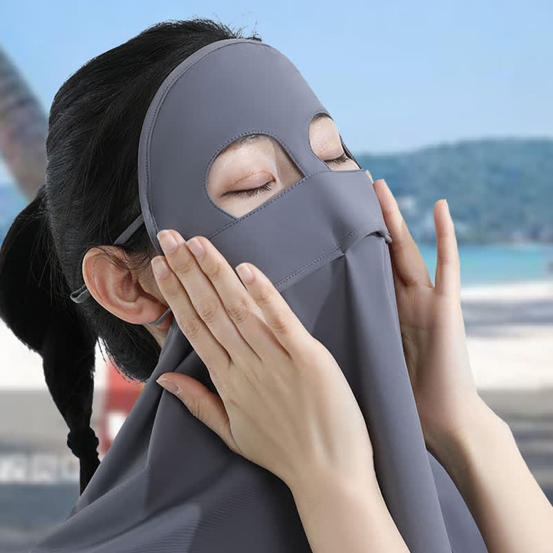 Solid Color Sun Protection Face Mask with Neck Flap