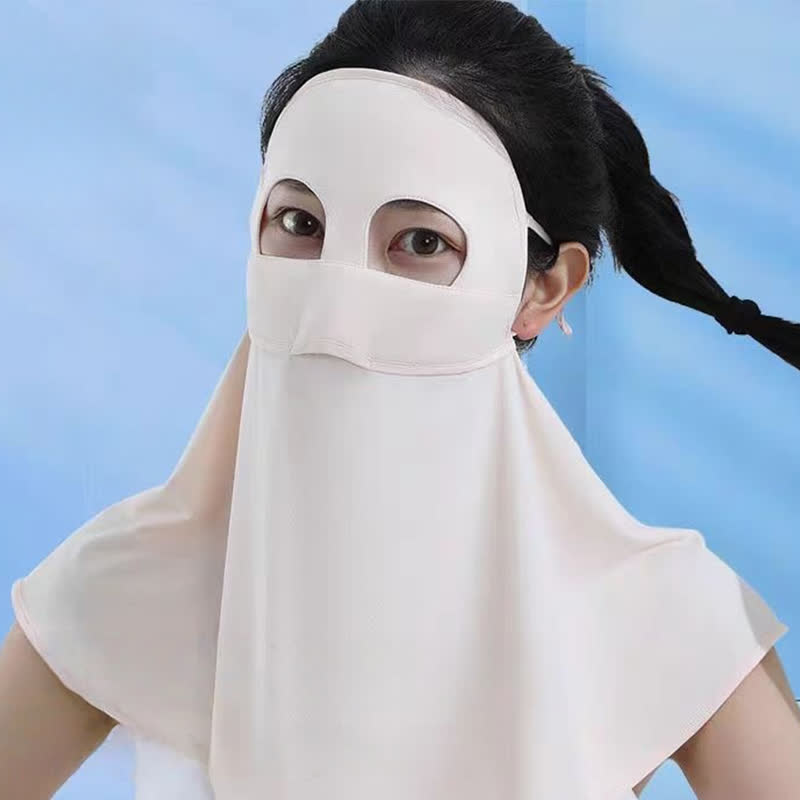 Solid Color Sun Protection Face Mask with Neck Flap