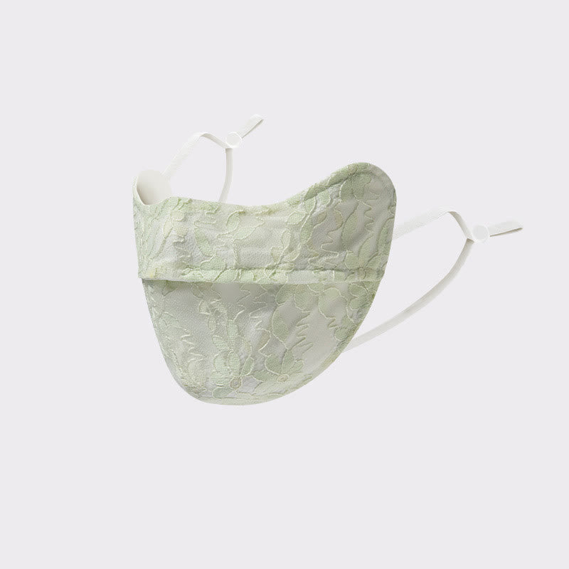 Flower Embroidered Lace Sun Mask