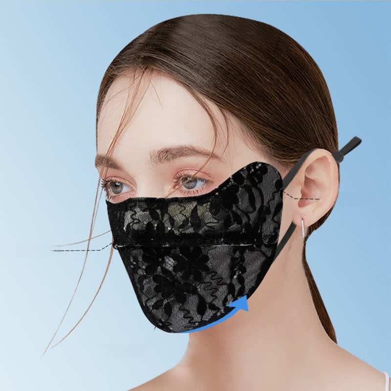 Flower Embroidered Lace Sun Mask