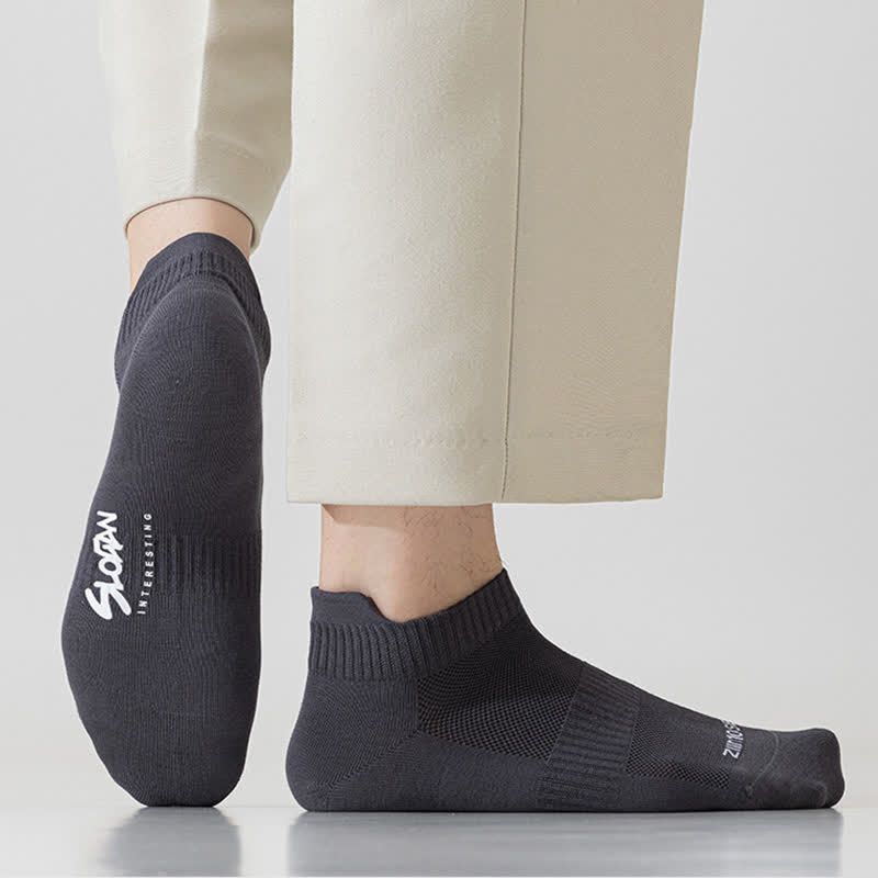Letter Print Mesh Thin Sport Ankle Socks(5 Pairs)