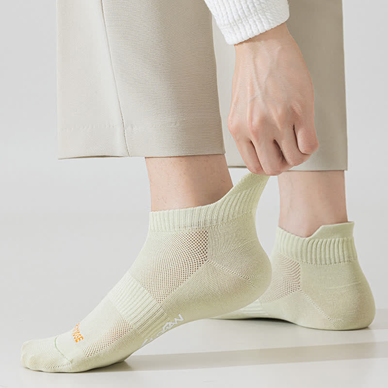 Letter Print Mesh Thin Sport Ankle Socks(5 Pairs)