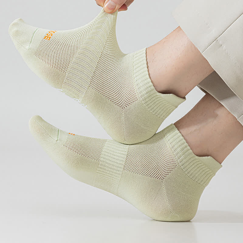 Letter Print Mesh Thin Sport Ankle Socks(5 Pairs)
