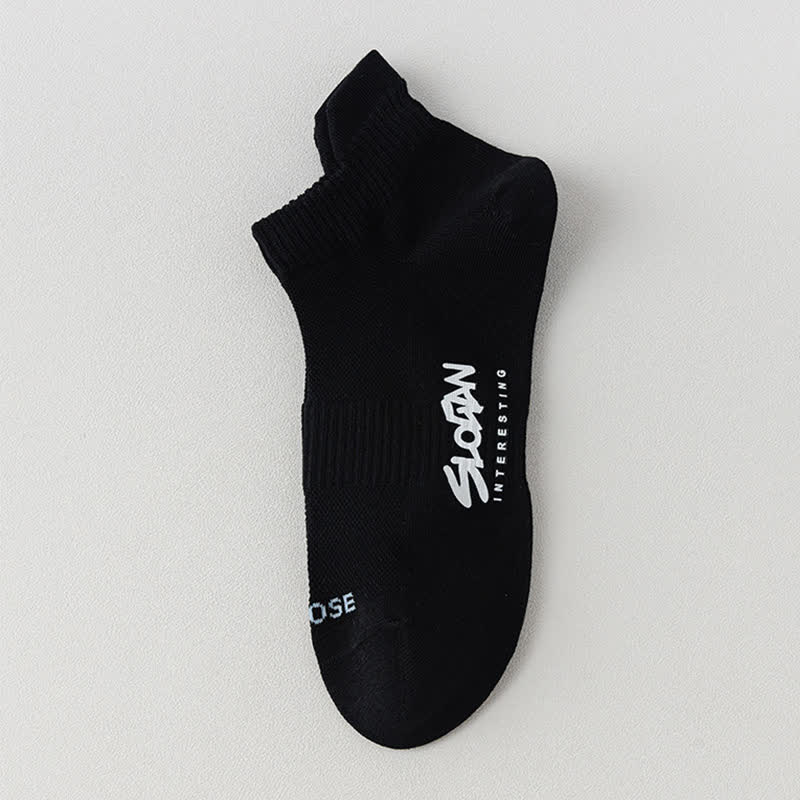 Letter Print Mesh Thin Sport Ankle Socks(5 Pairs)