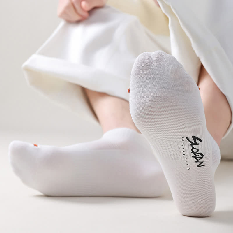 Letter Printed Thin Cotton Sports Ankle Socks(5 Pairs)