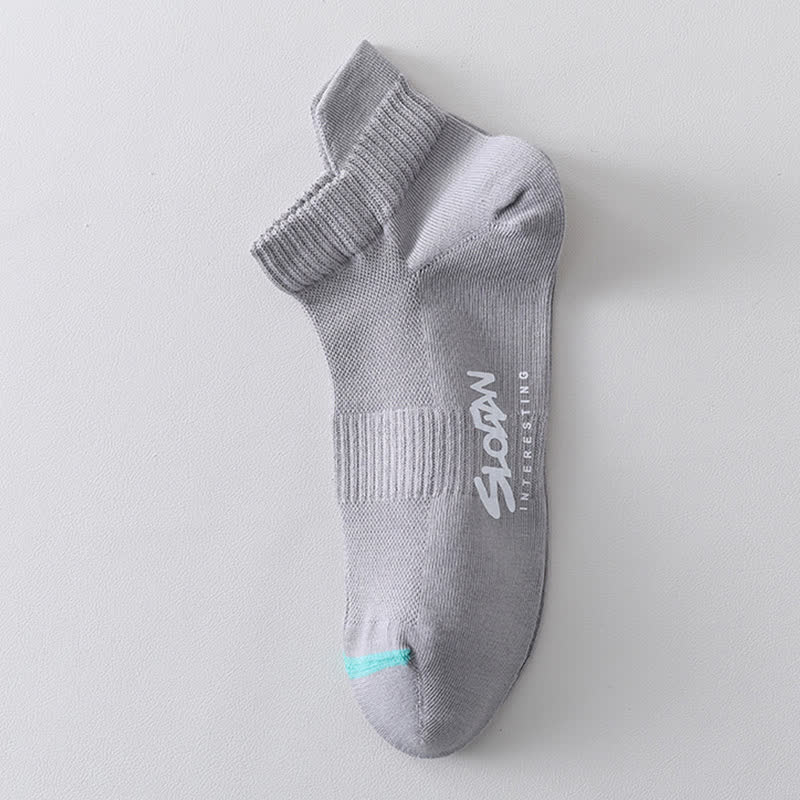 Letter Printed Thin Cotton Sports Ankle Socks(5 Pairs)
