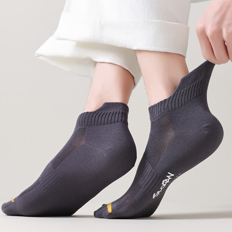 Letter Printed Thin Cotton Sports Ankle Socks(5 Pairs)