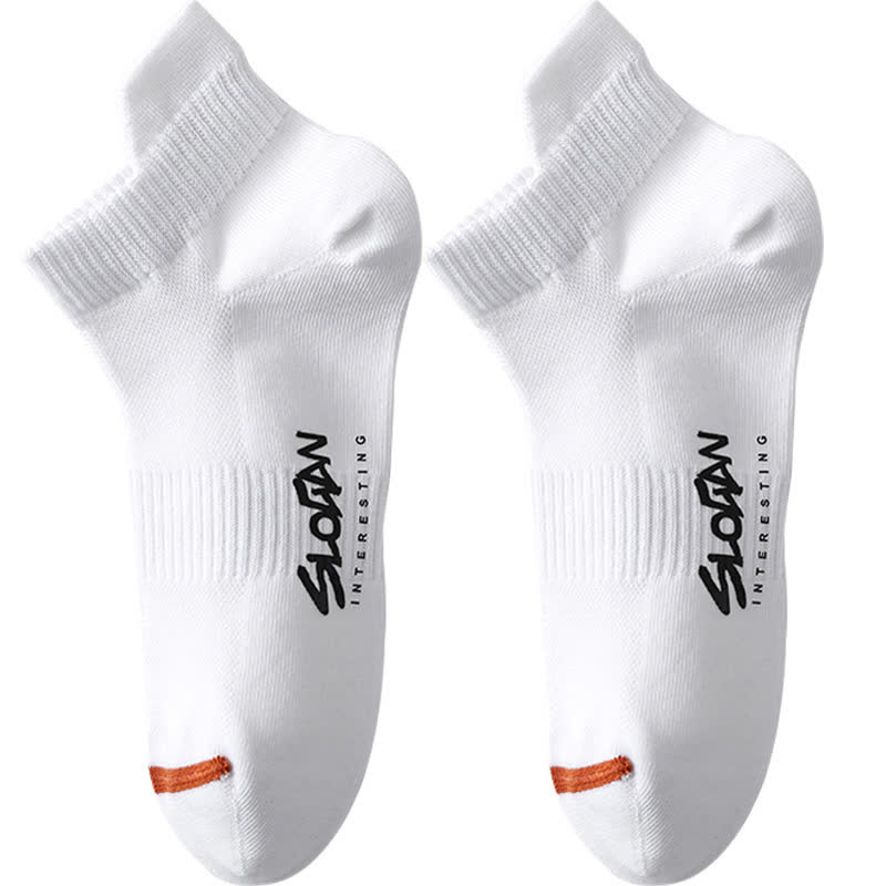 Letter Printed Thin Cotton Sports Ankle Socks(5 Pairs)