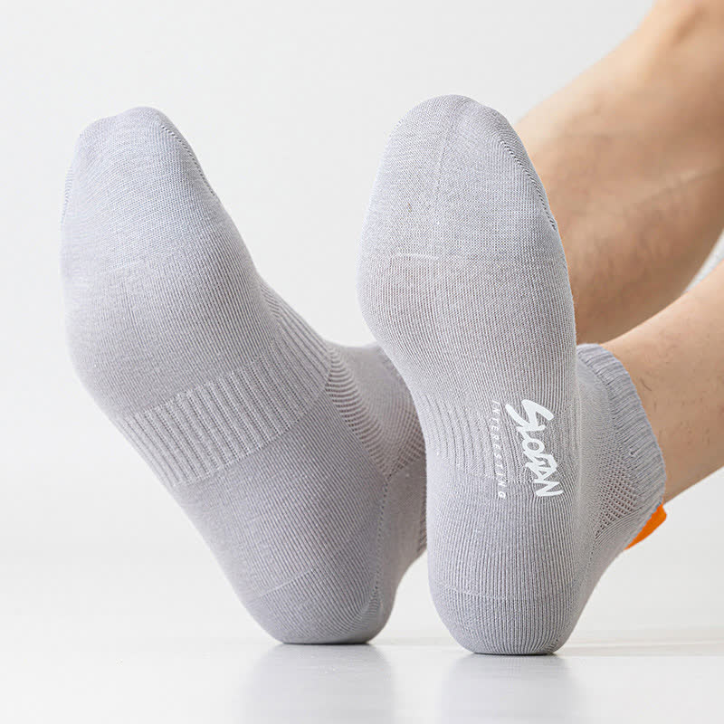 Color Block Letter Print Cotton Ankle Socks(5 Pairs)