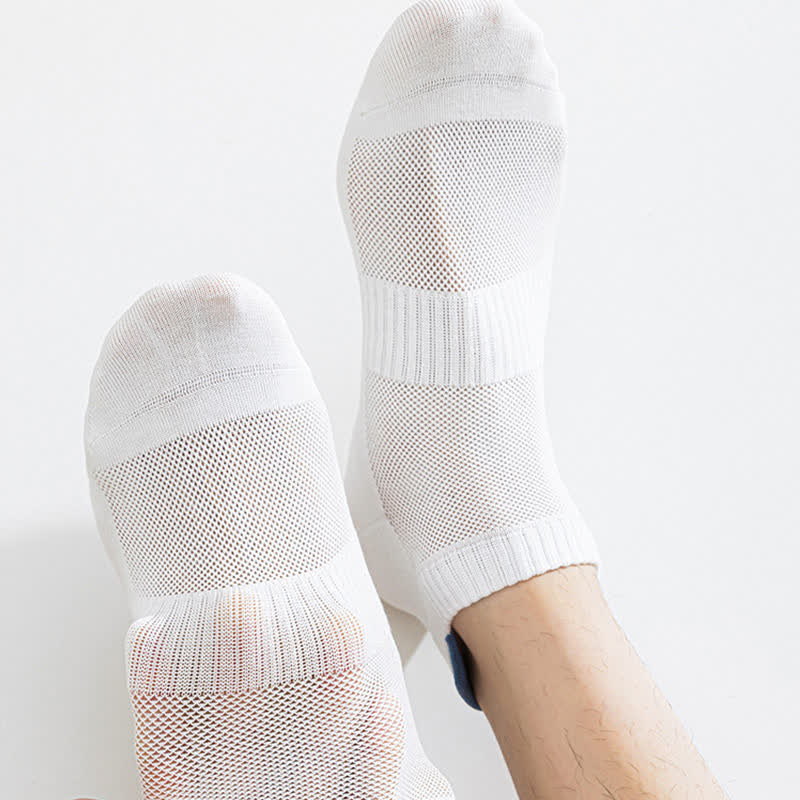 Color Block Letter Print Cotton Ankle Socks(5 Pairs)