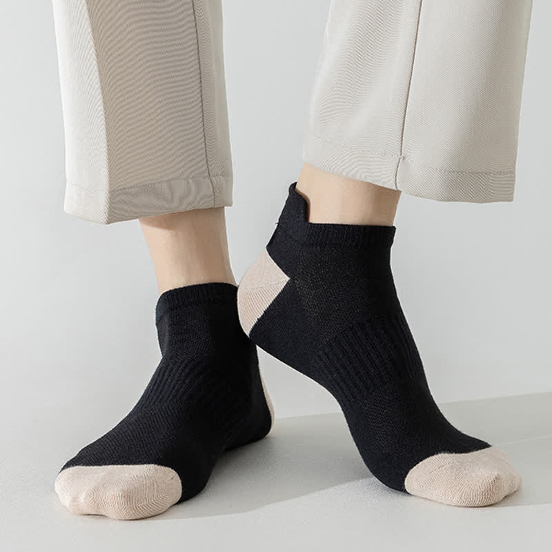 Plus Size Color Block Breathable Sport Ankle Socks(6 Pairs)