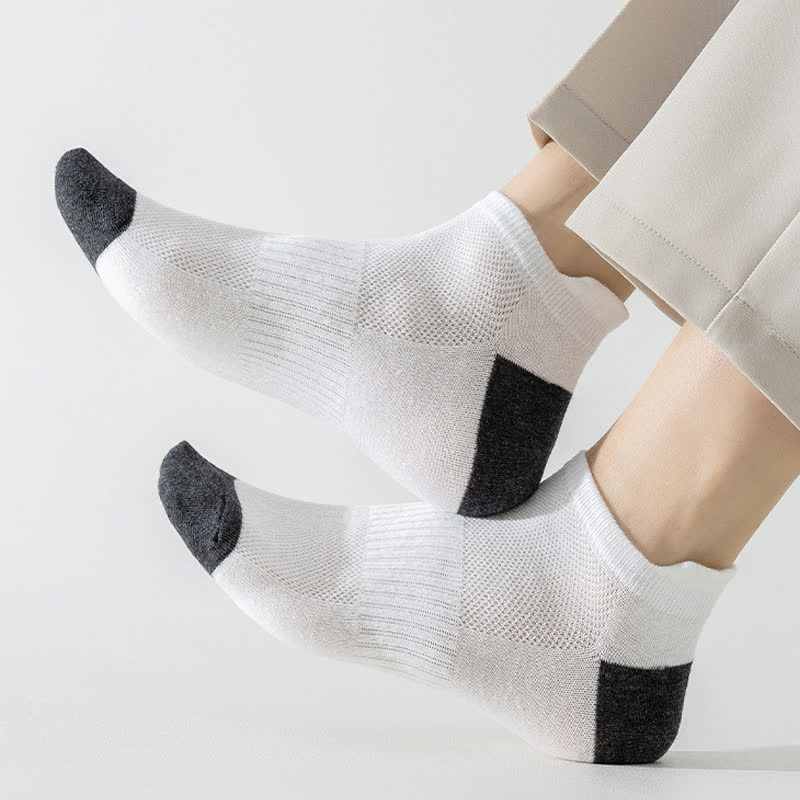 Plus Size Color Block Breathable Sport Ankle Socks(6 Pairs)
