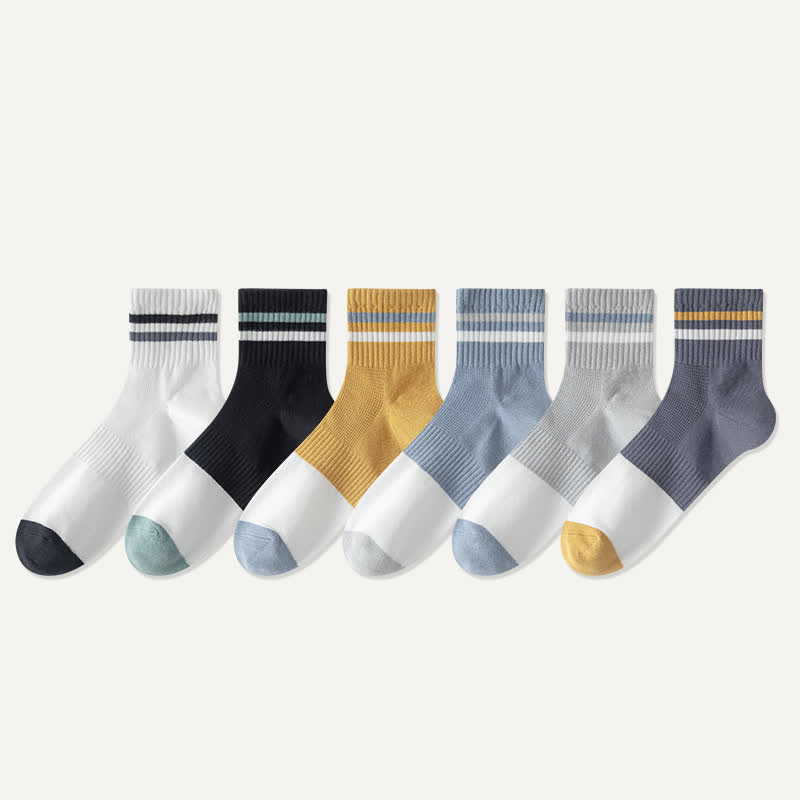 Plus Size Striped Cotton Quarter Socks(5 Pairs)