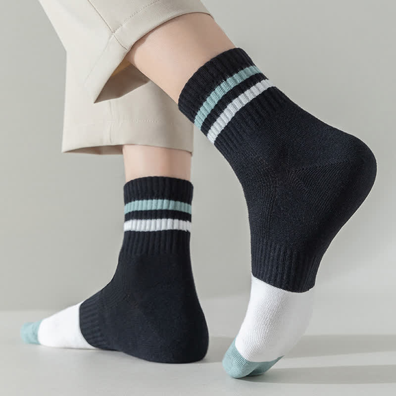 Plus Size Striped Cotton Quarter Socks(5 Pairs)