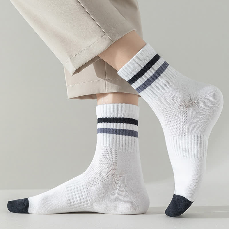 Plus Size Striped Cotton Quarter Socks(5 Pairs)