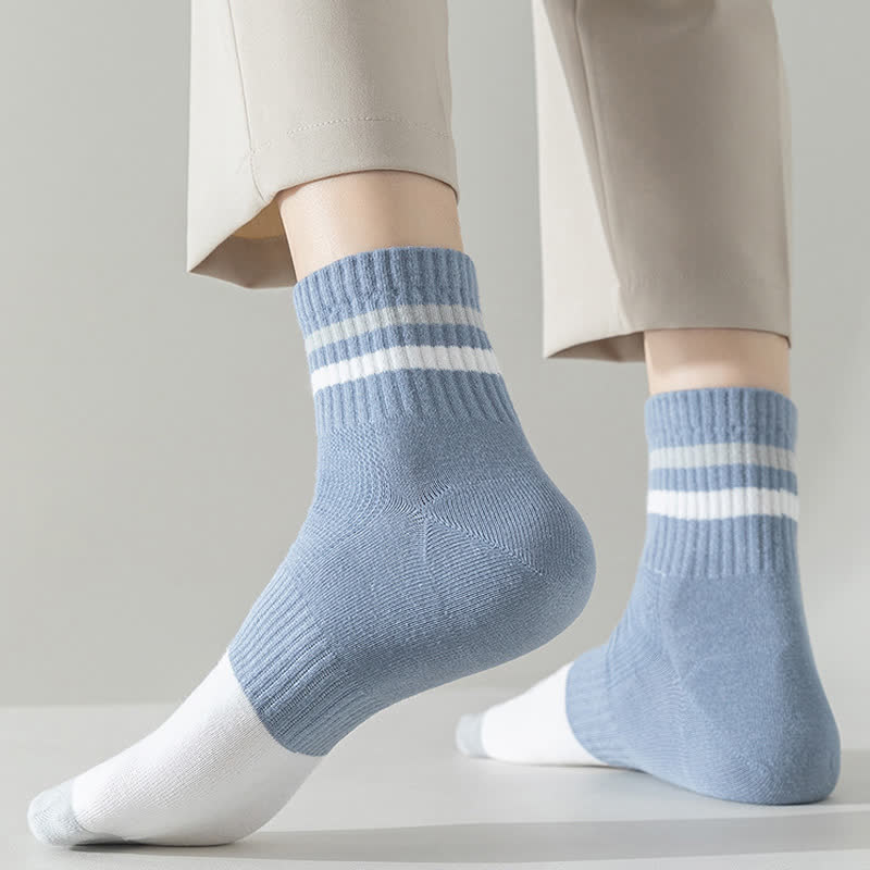 Plus Size Striped Cotton Quarter Socks(5 Pairs)