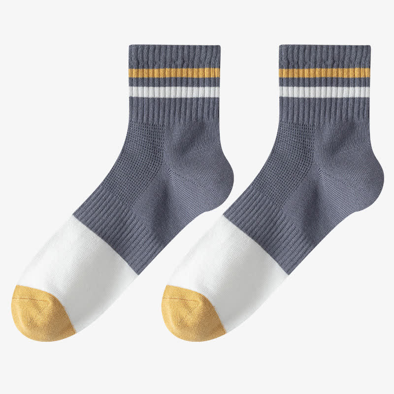 Plus Size Striped Cotton Quarter Socks(5 Pairs)