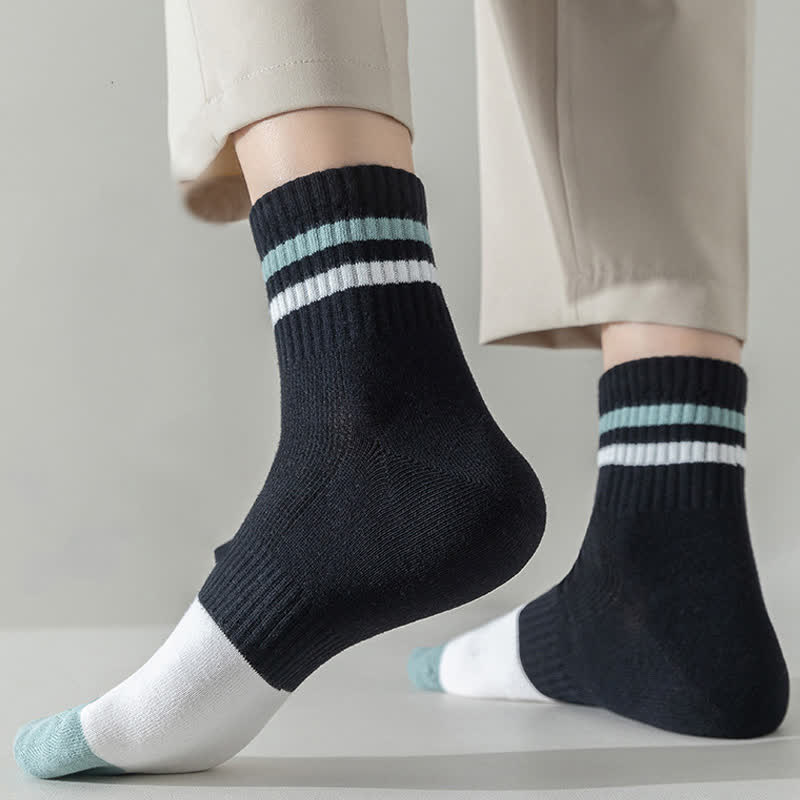 Plus Size Striped Cotton Quarter Socks(5 Pairs)