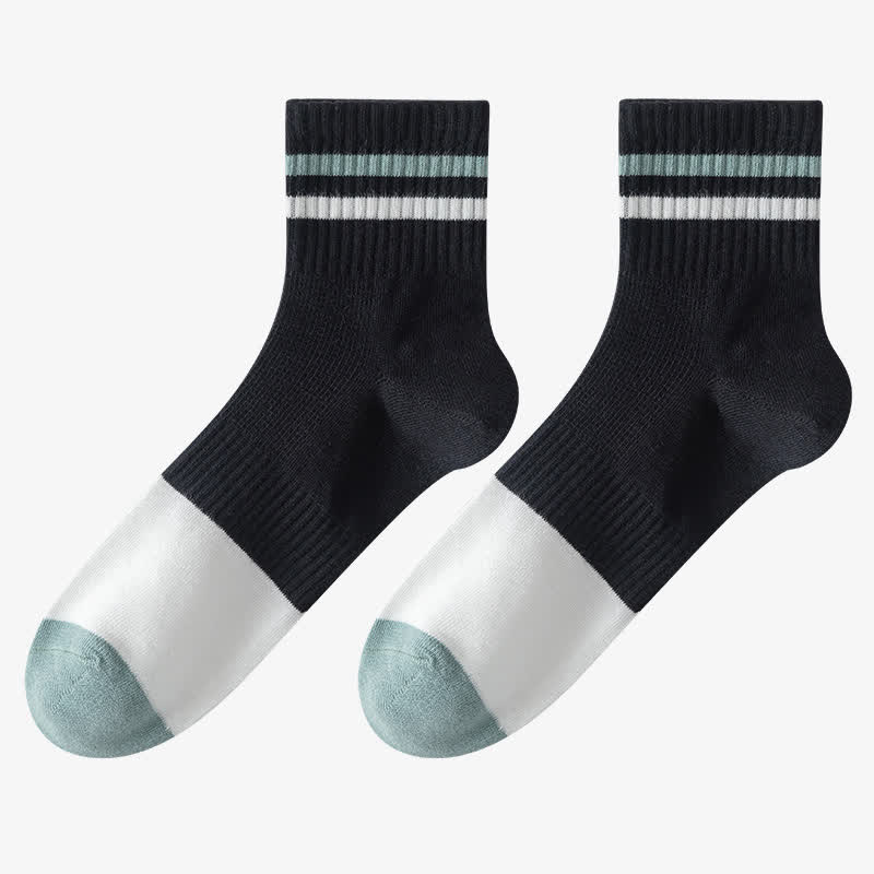 Plus Size Striped Cotton Quarter Socks(5 Pairs)