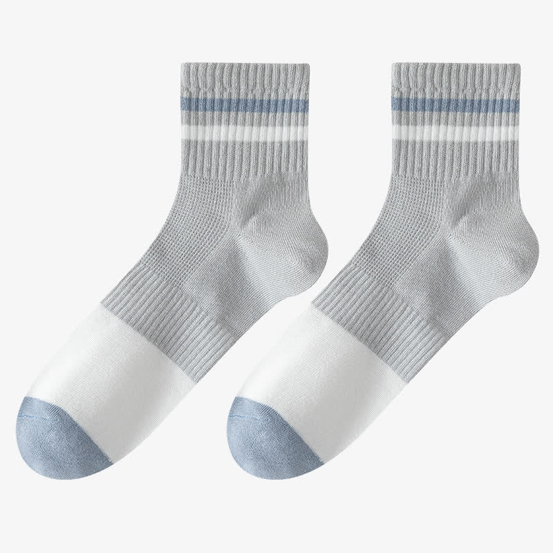 Plus Size Striped Cotton Quarter Socks(5 Pairs)