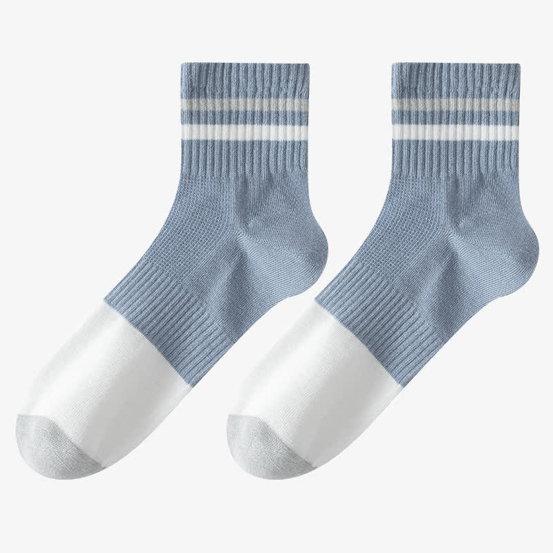 Plus Size Striped Cotton Quarter Socks(5 Pairs)